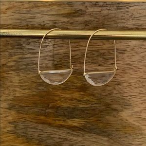 Anthropologie Jewelry - Anthropologie large stone crescent hoop earrings Anthropologie Jewelry - Anthropologie large stone crescent hoop earrings